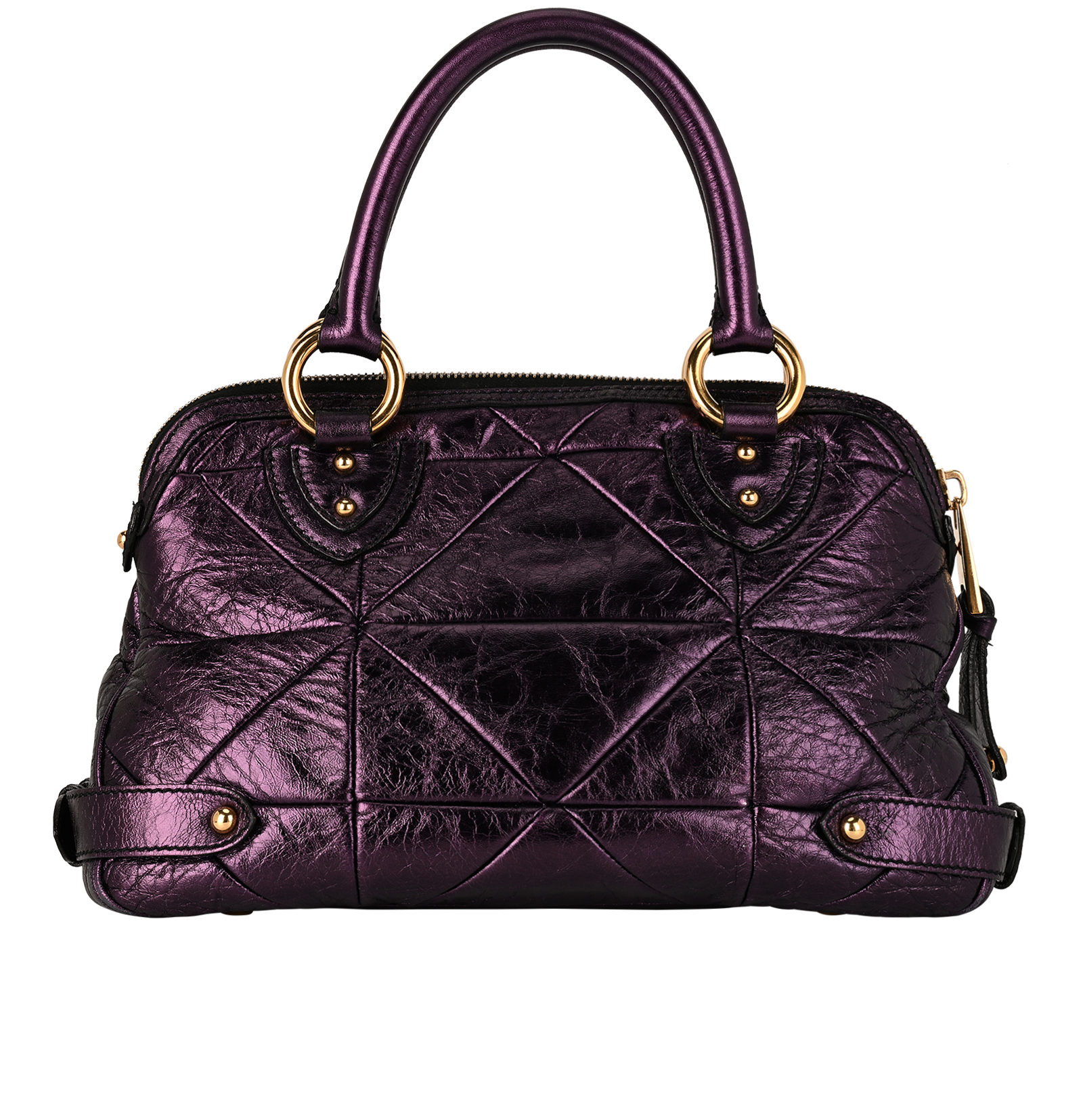 Quilted Double Handle, &pound;110, Handbags, Purple, Leather, Back view